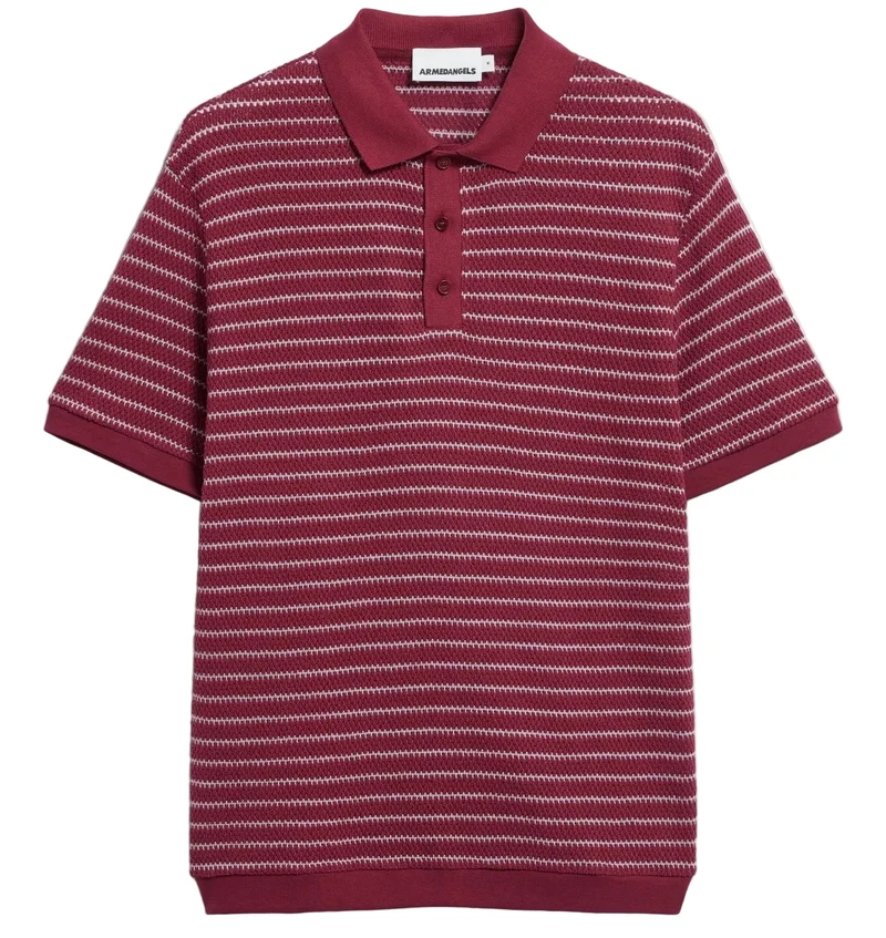 ARMEDANGELS Maario knitted polo shirt velvet red moonlit lilac men