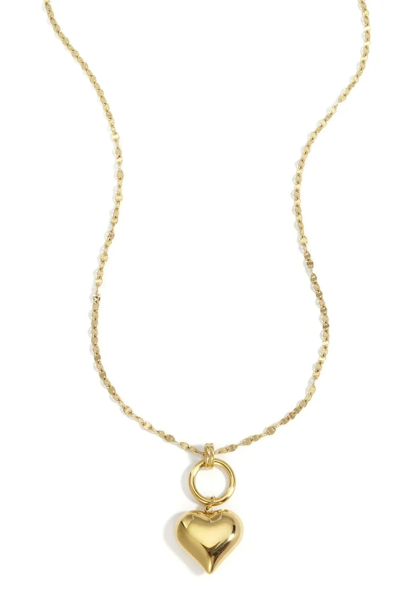 Lange ketting rond met hart Stainless steel