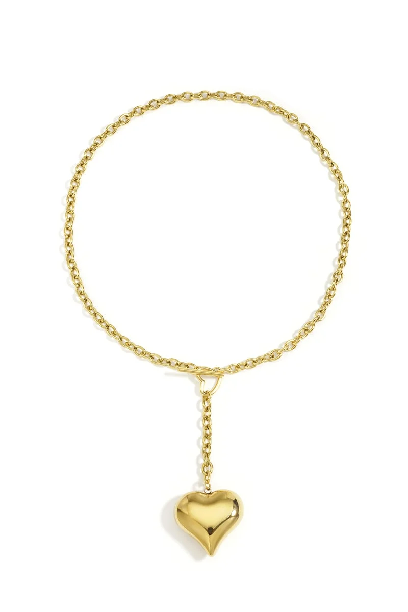 Grove y ketting hart Stainless Steel