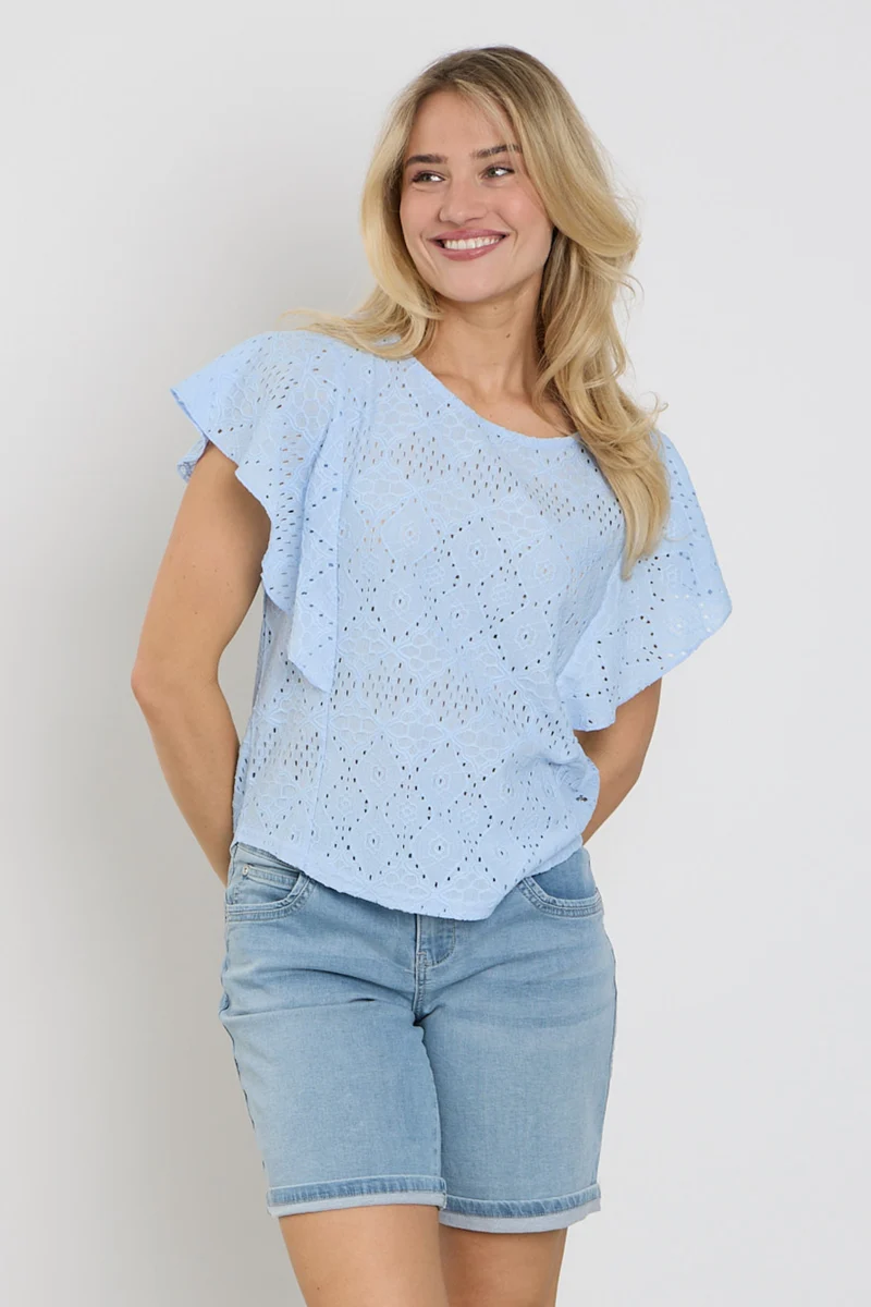 Top Ajour Ruffle Sleeve Light Blue SRB4778