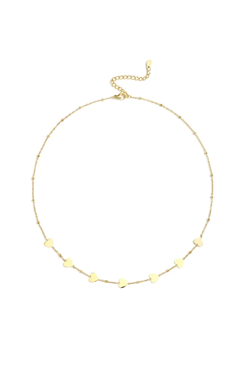 Fijne ketting meerdere hartjes stainless steel