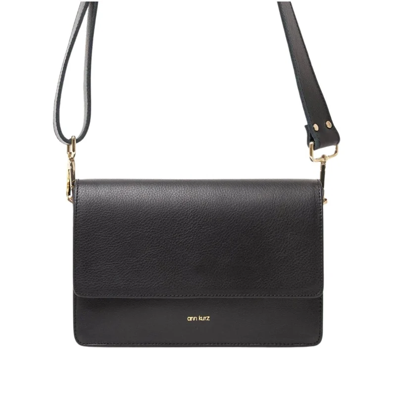 ANN KURZ Perfect square crossbody bag nappa black women