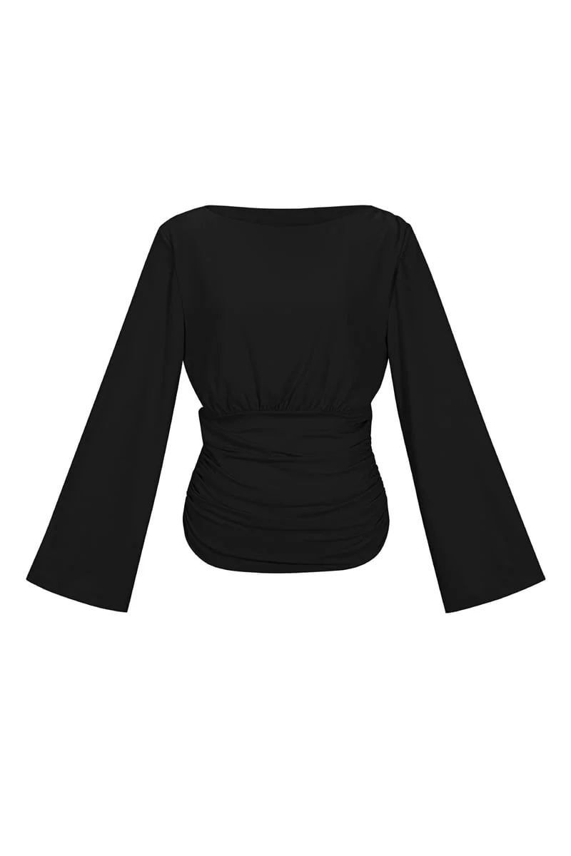 Fitted top with flared sleeves