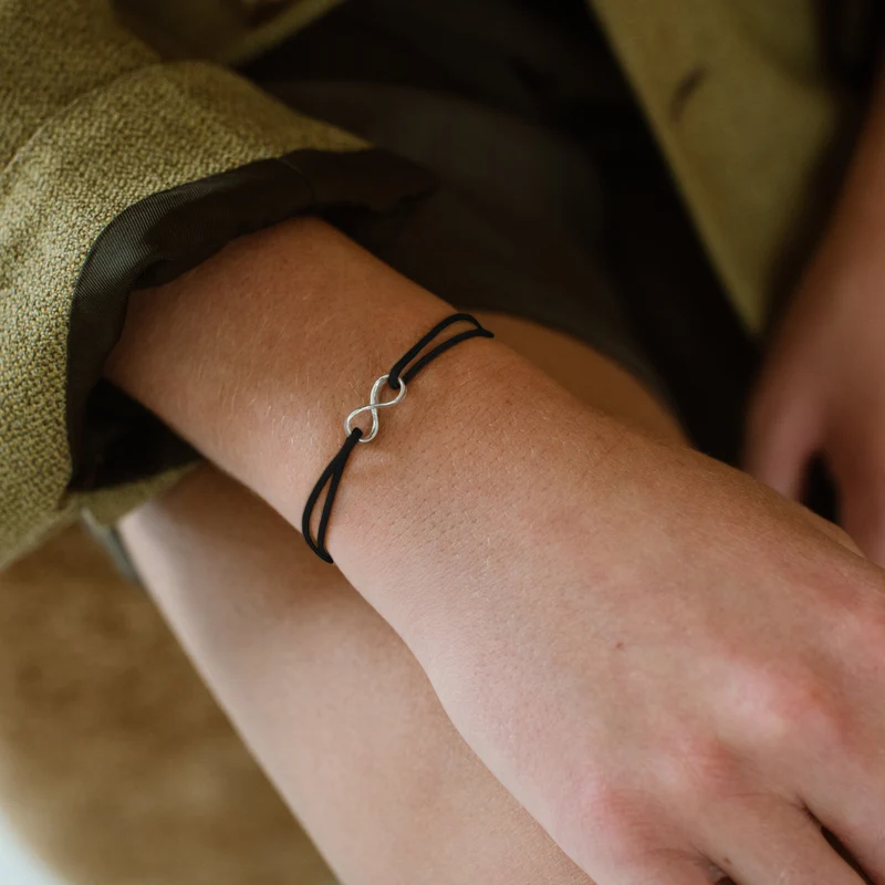Infinity armband - 925 sterling zilver - zwart