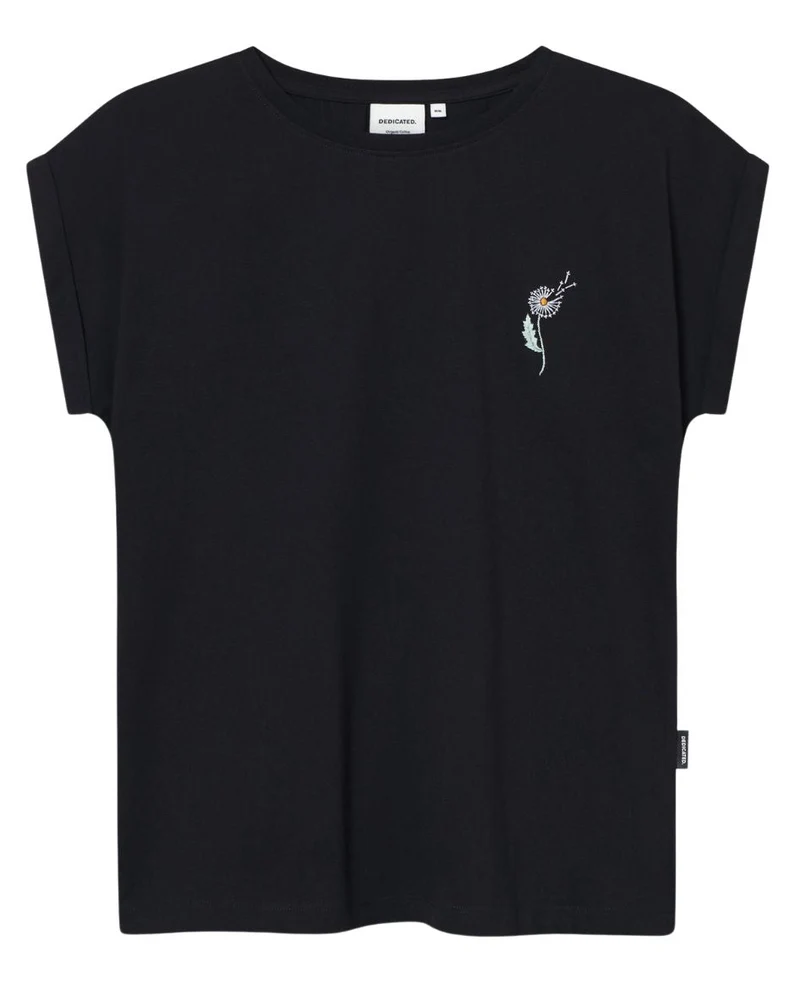 DEDICATED Visby dandelions EMB t-shirt black women