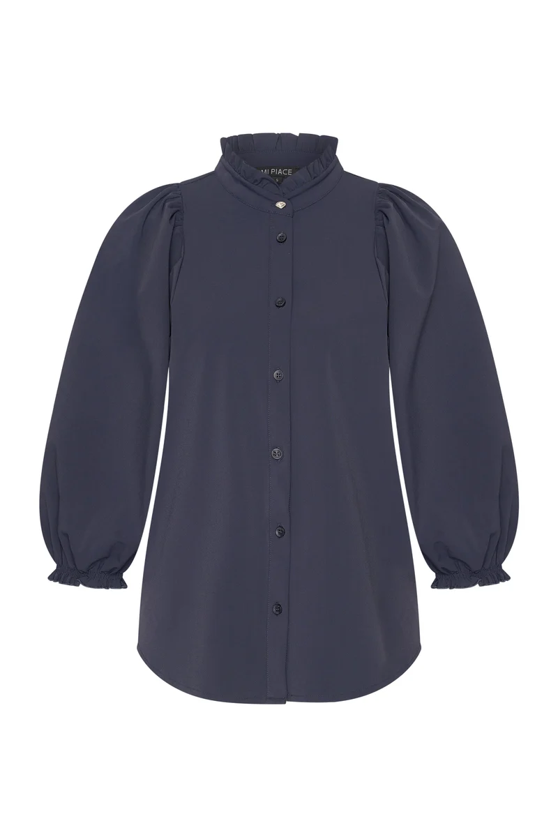 Travel Blouse Ballon Mouw Navy 202532
