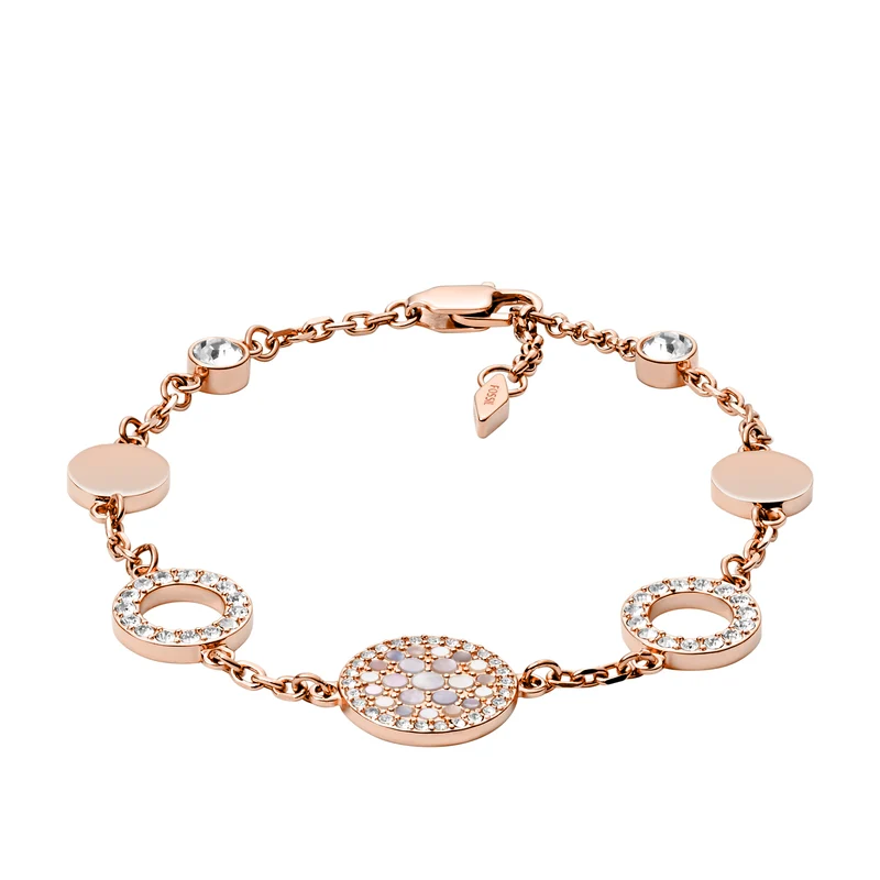 Fossil Rosegold coloured Vintage Glitz Bracelet JF01739791 (Length: 17.78 - 20.32 cm)
