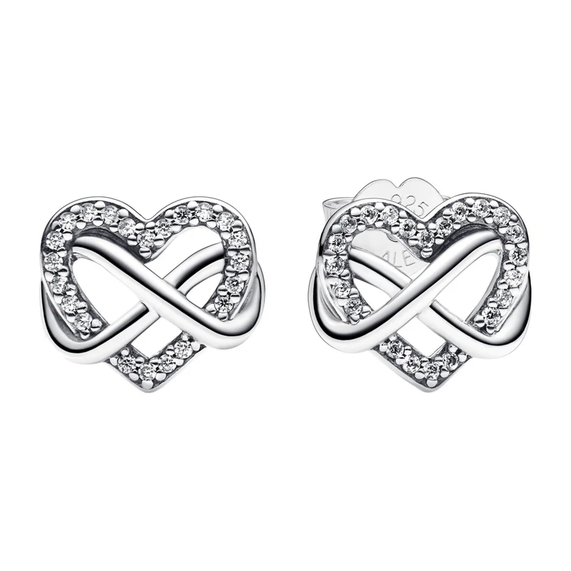 Pandora Moments 925 Sterling Silver Sprankelende Oneindigheid Hart Oorknoppen 292667C01