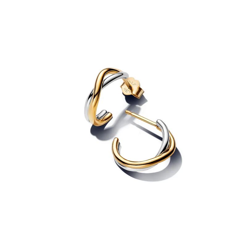 Pandora Essence Gold Plated Organisch Gevormde Tweekleurige Oorringen 263880C00