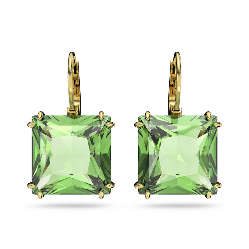 Swarovski Gold-coloured Drop earringswithGreen Crystal 5636564