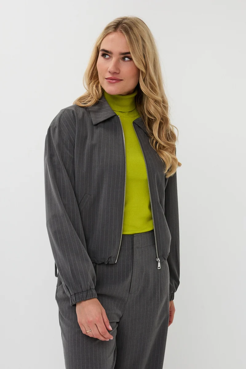 Jacket Bomber Pinstripe Grey Melange F25.10546