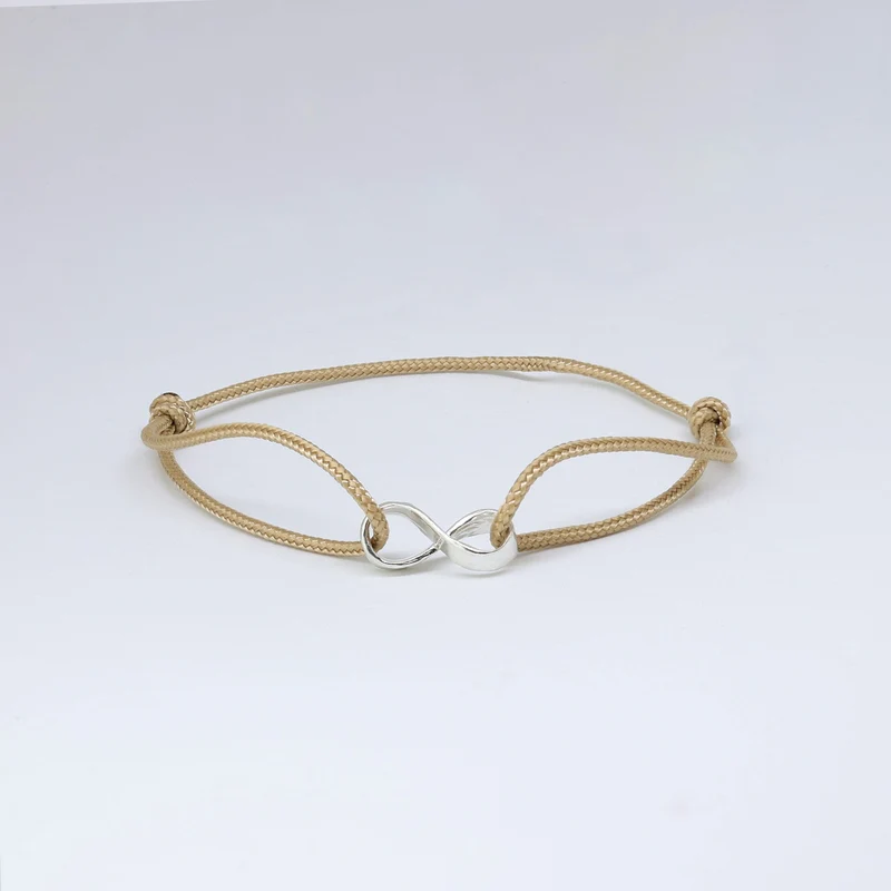 Infinity armband - 925 sterling zilver - beige