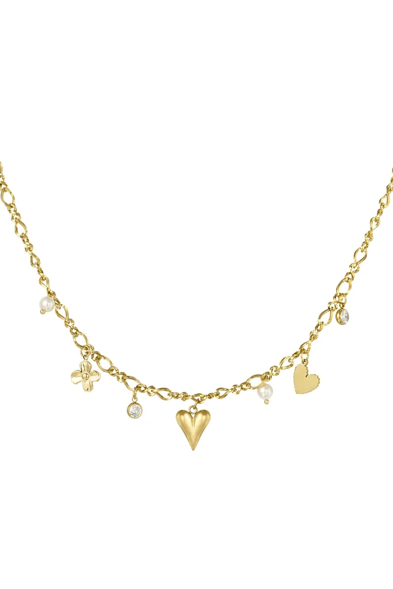 Bedel ketting sparkling love stainless steel