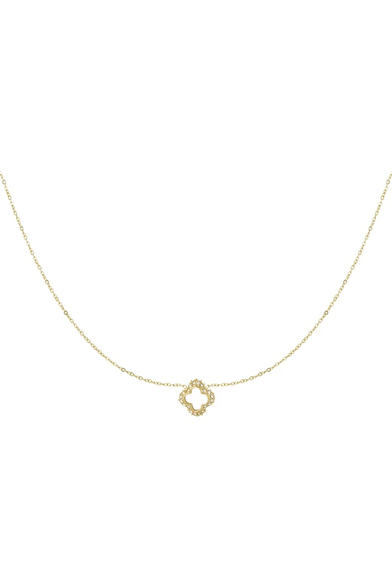 Fijne ketting diamanten klaver stainless steel