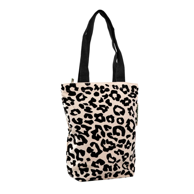 Tote Bag baby Luipaard Black - Duurzaam - met rits - Gemaakt van gerecycled bedlinnen