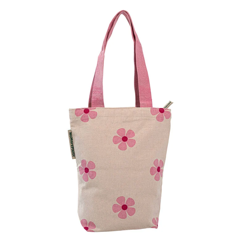Tote Bag Flower Power - Duurzaam - met rits - Gemaakt van gerecycled bedlinnen