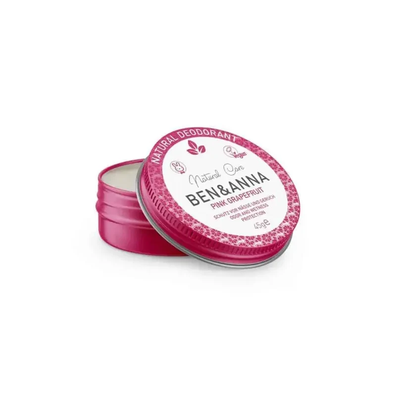 Ben & Anna Natural deodorant creme pink grapefruit blikje 45 gram
