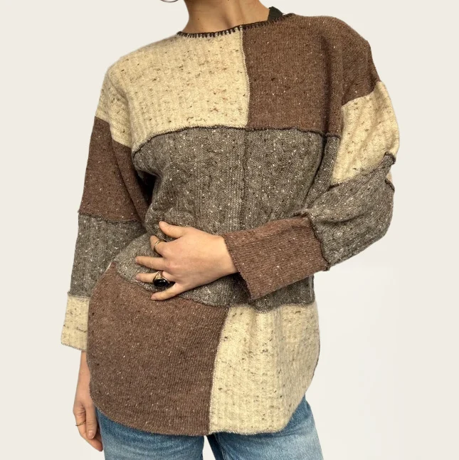 Annemarie patchwork wollen trui