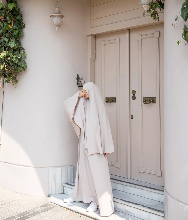 Pearl Puff Abaya SET UsW - Clear Taupe