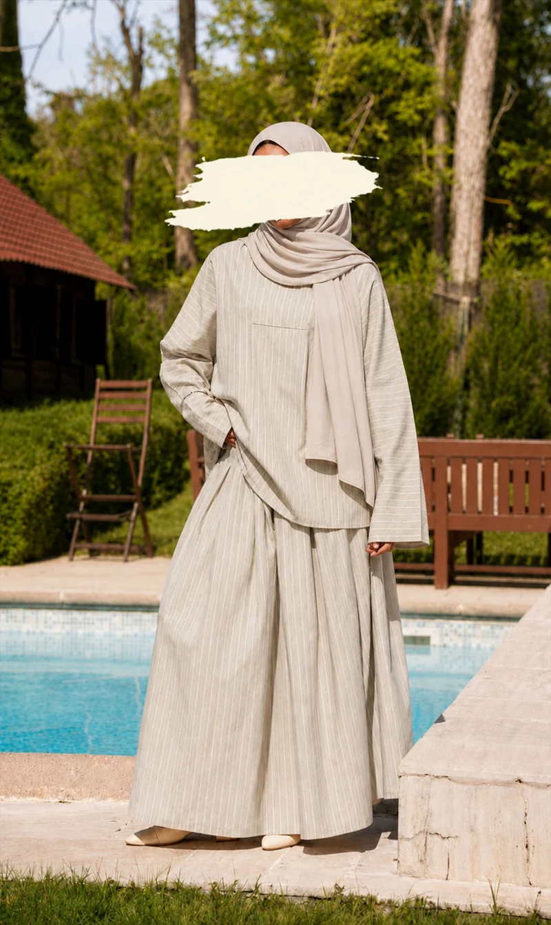 Oversized Cotton Blouse & Skirt