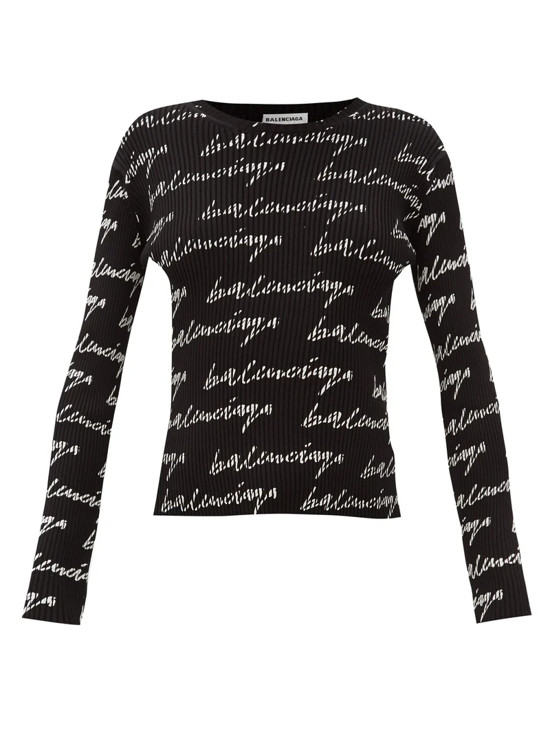 Logo-print ribbed-jersey sweater