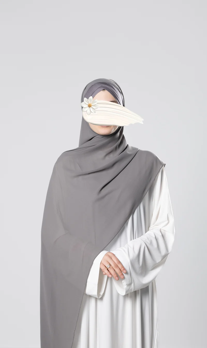 Instant Bonnet Chiffon Scarf - Dark Grey