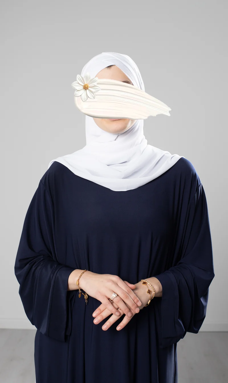 Instant Bonnet Chiffon Scarf - White