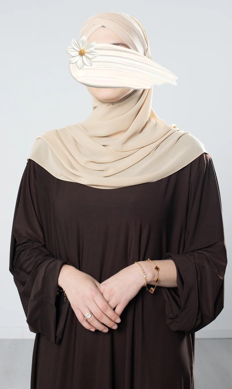 Instant Bonnet Chiffon Scarf - Beige