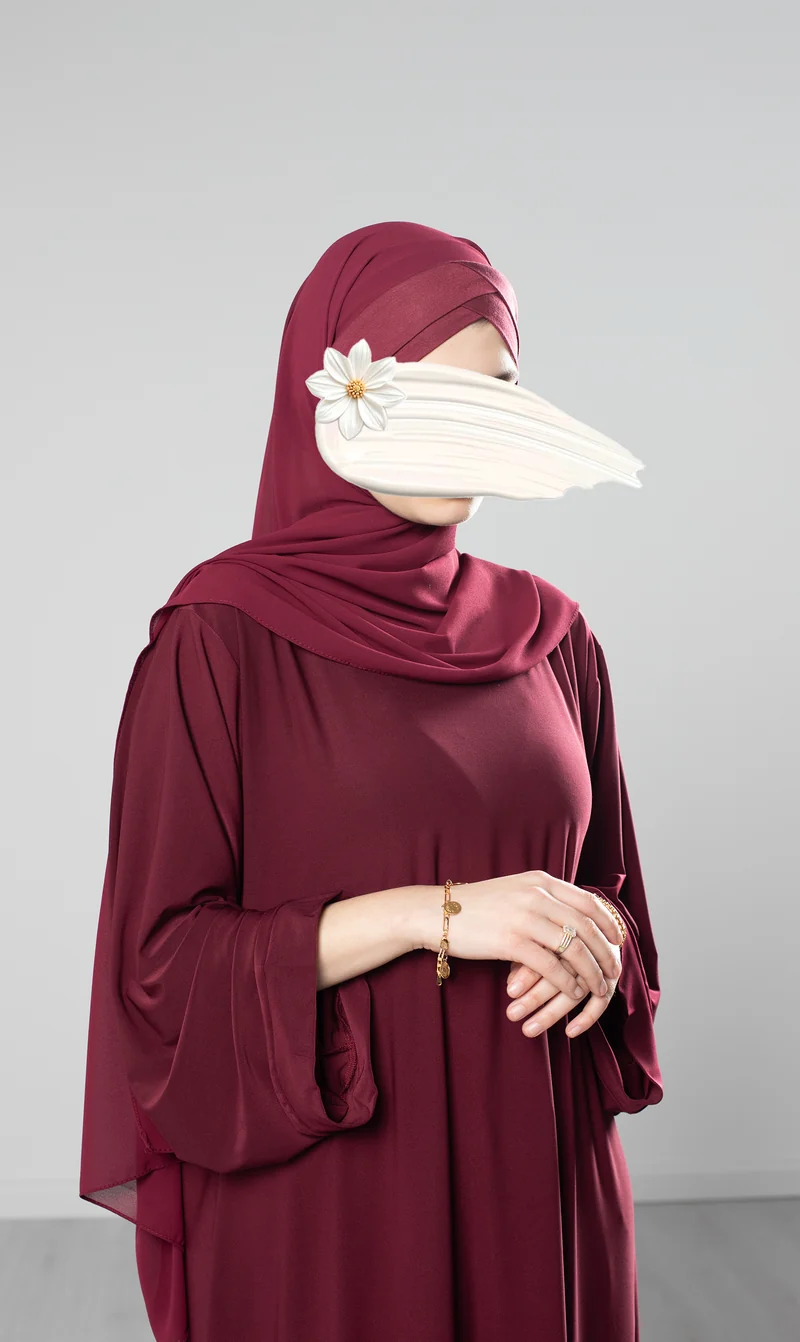 Instant Bonnet Chiffon Scarf - Bordeaux