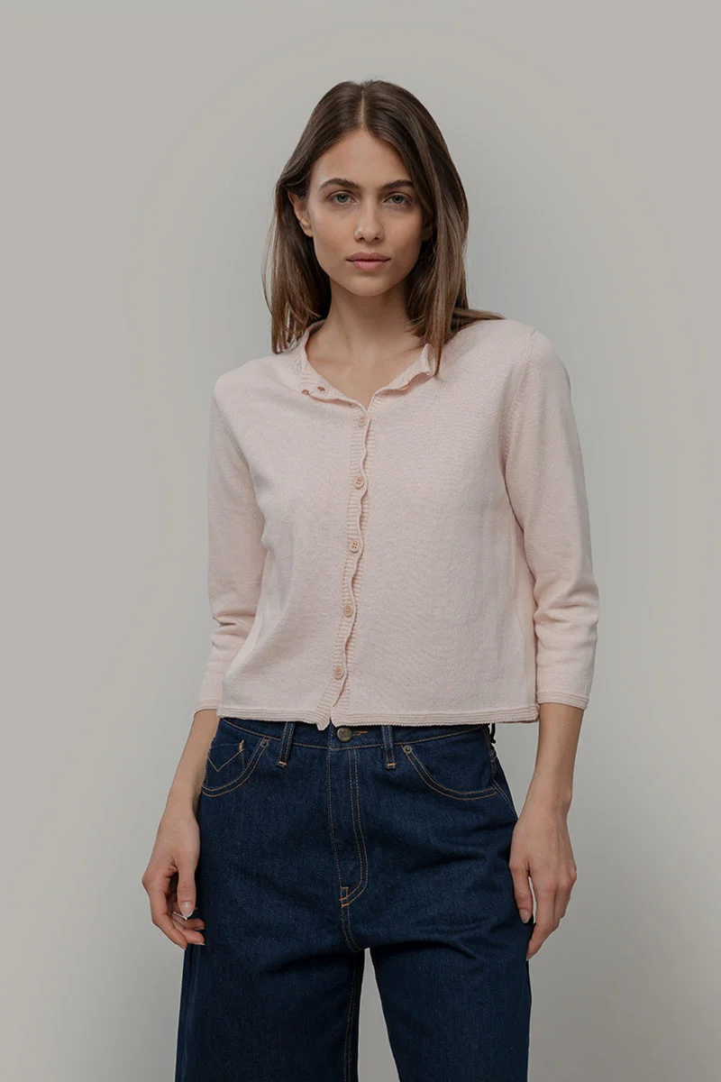 Cardigan Donna Manica Media Cotone Rigenerato Leda