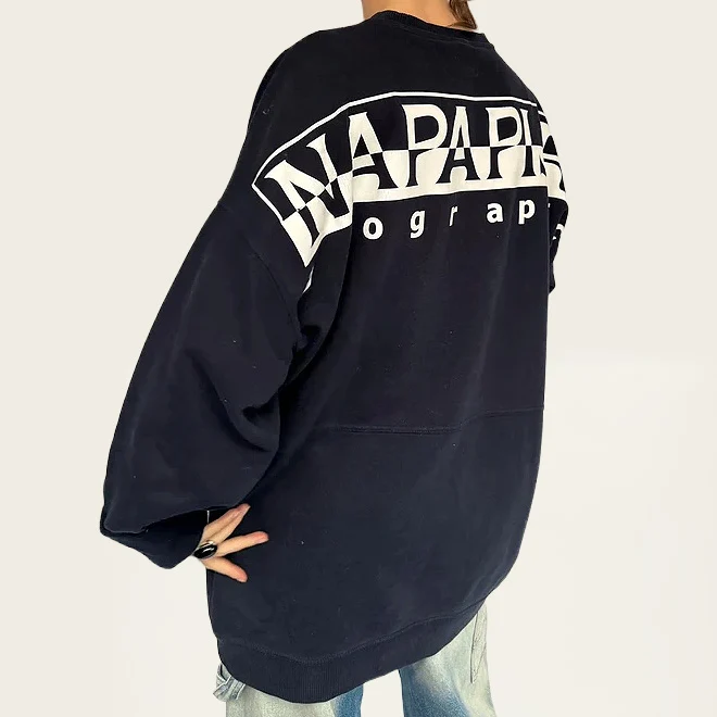 Napapijri marineblauwe sweater met back print