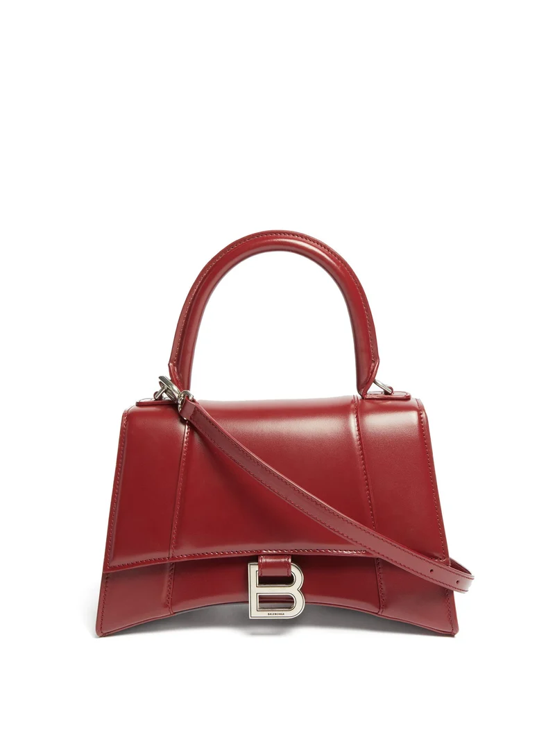 Hourglass leather top-handle bag