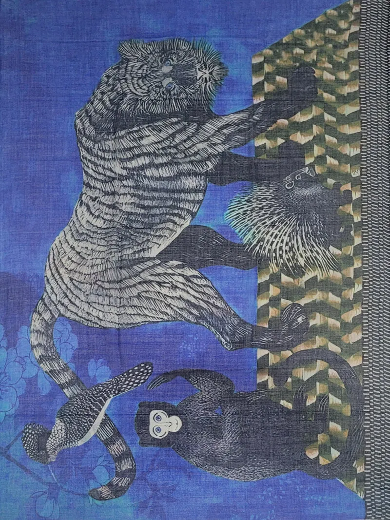100% Wool Lightweight Printed Scarf