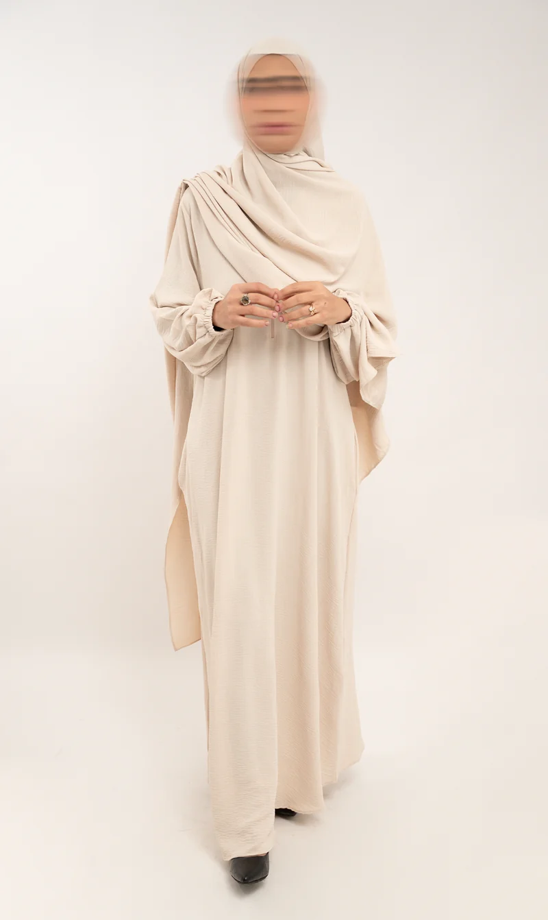 A-line Puff Jazz Abaya R - Cream