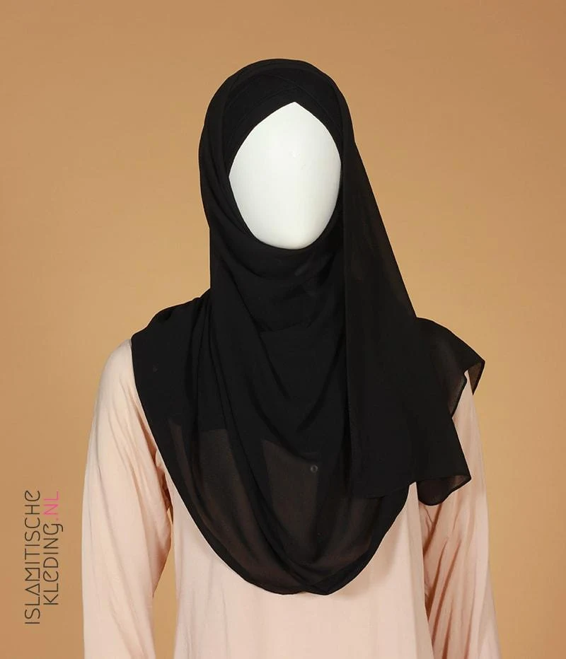 Instant Bonnet Chiffon Scarf - Black