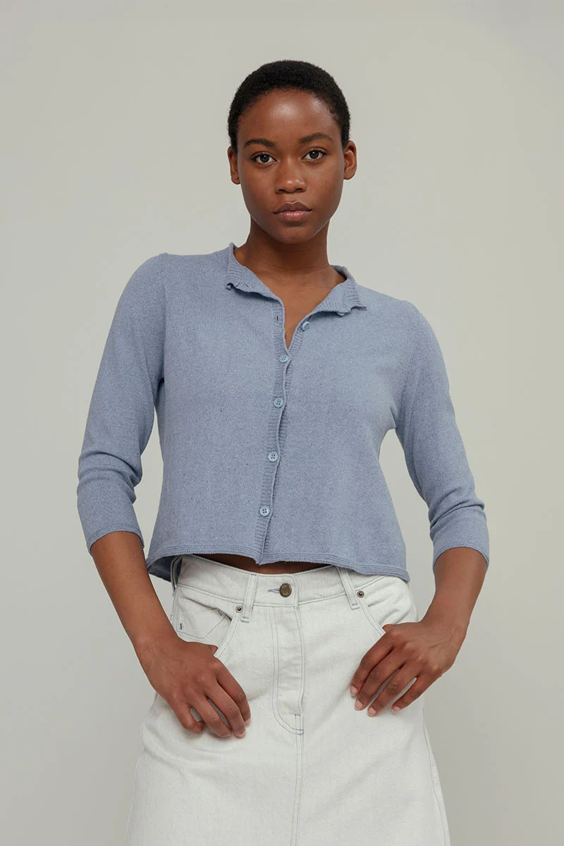 Cardigan Donna Manica Media Cotone Rigenerato Leda
