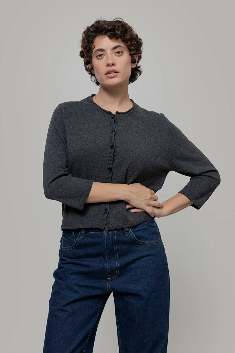 Cardigan Donna Manica Media Cotone Rigenerato Leda