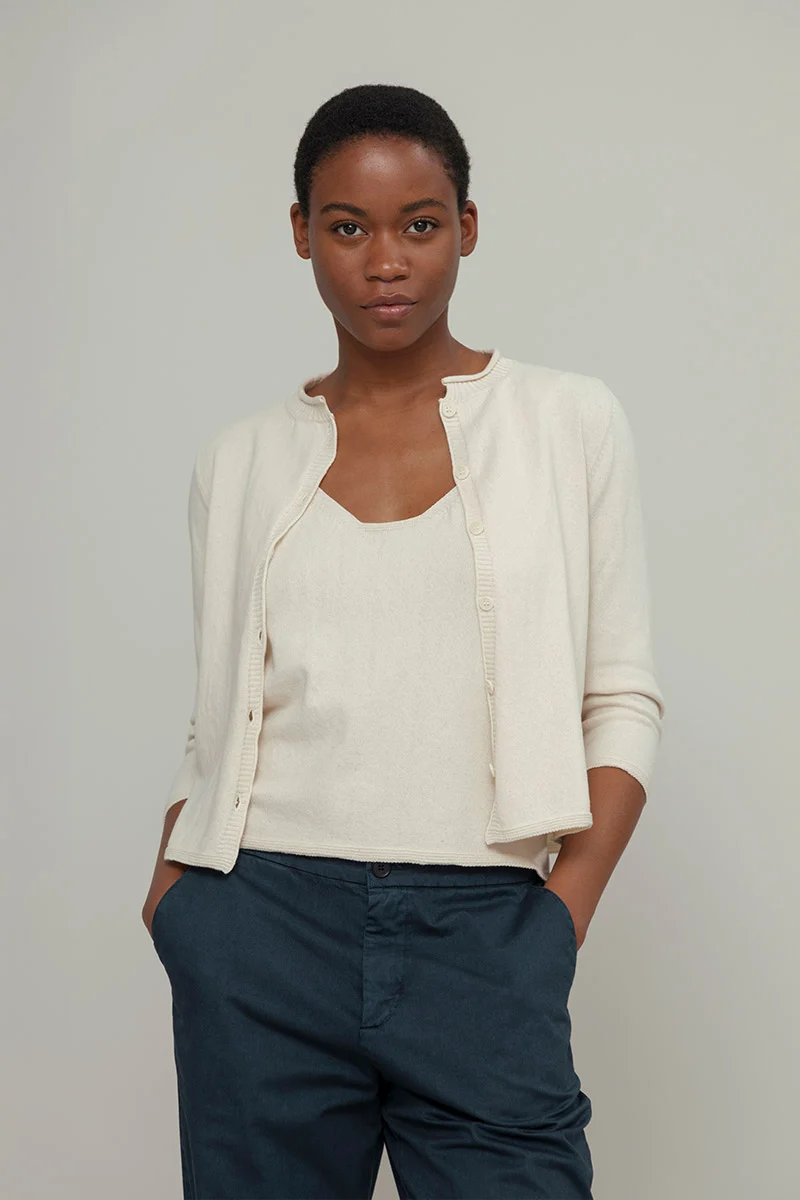 Cardigan Donna Manica Media Cotone Rigenerato Leda