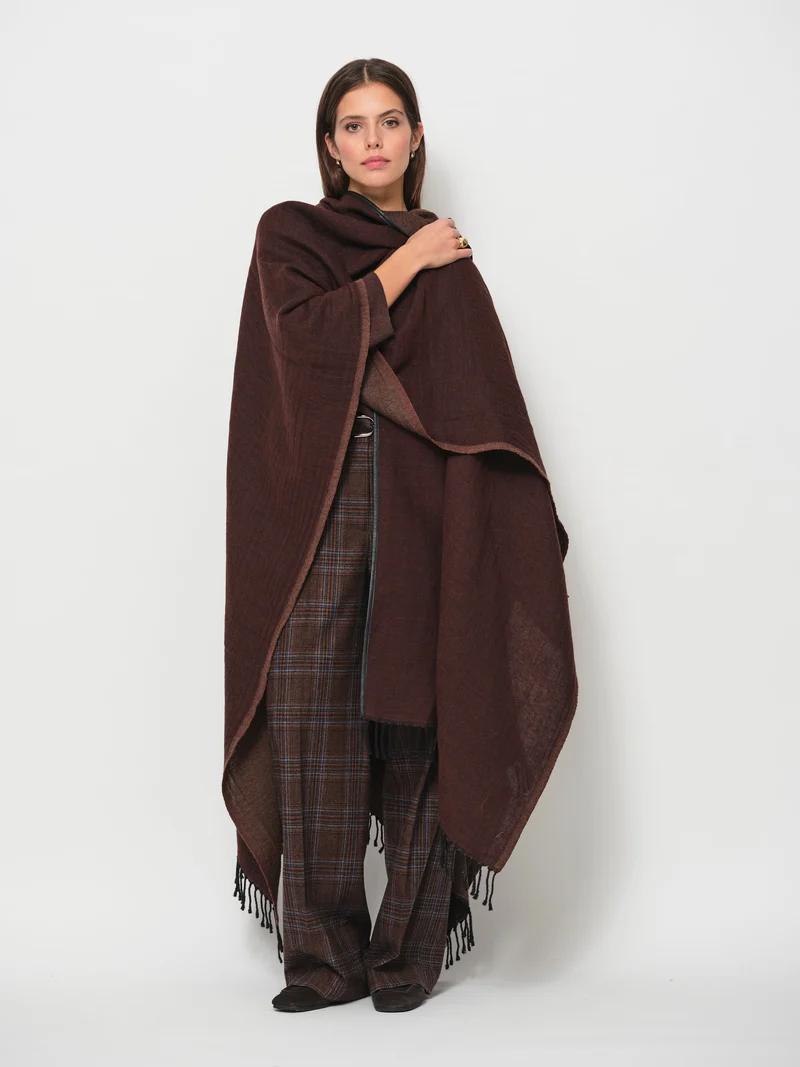 Brown Soft Comfy Wool Poncho