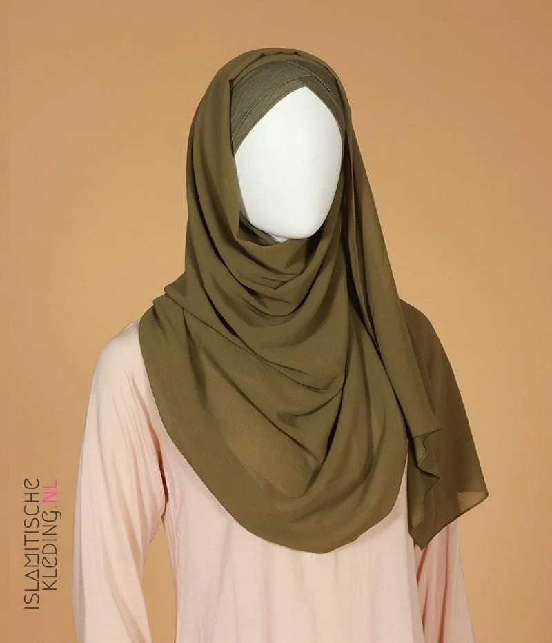 Instant Bonnet Chiffon Scarf - Khaki