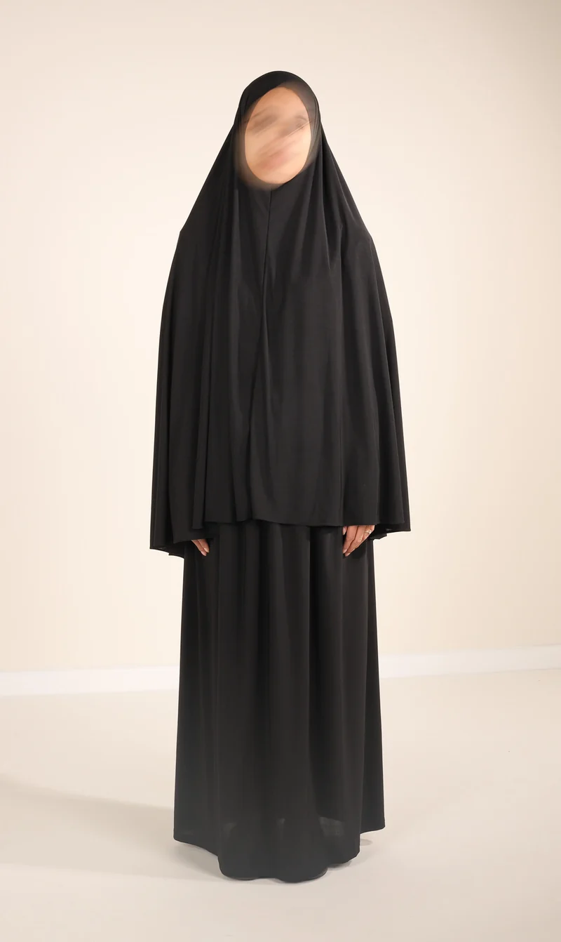 Premium Jersey Hip Khimar + Skirt - Black