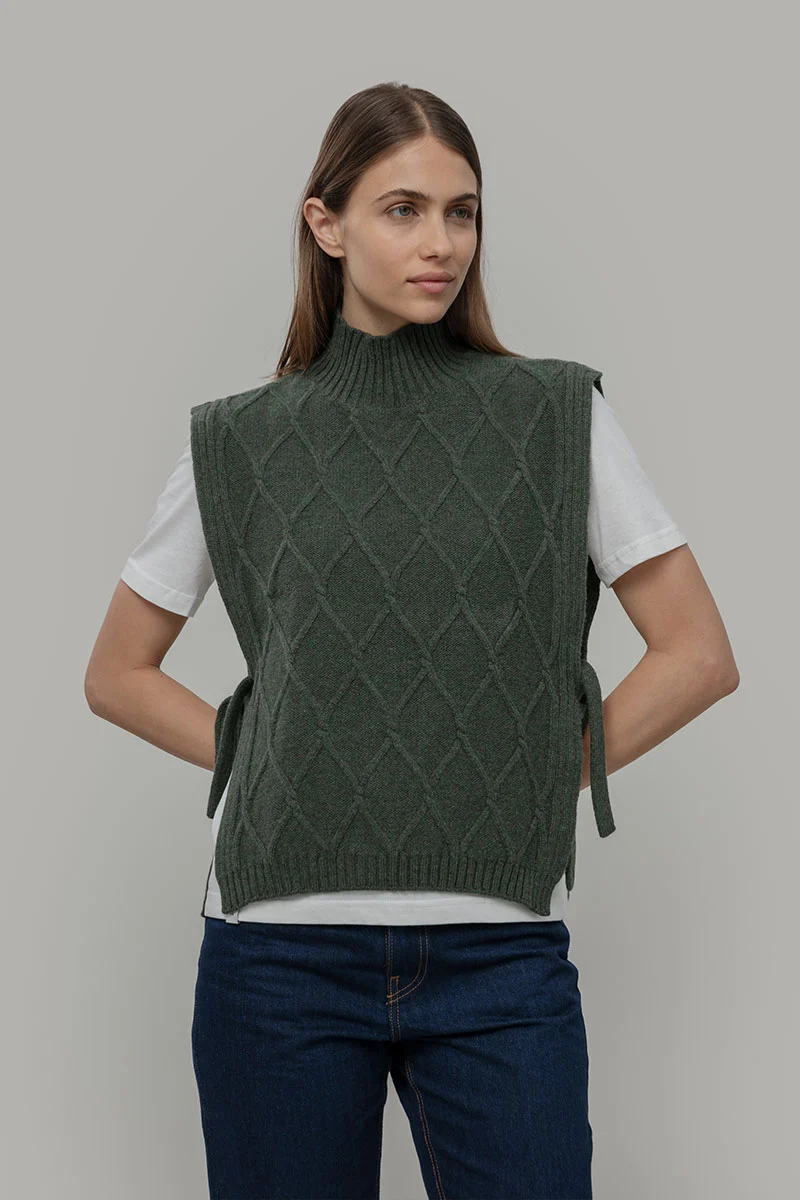 Gilet Collo Alto Lana Rigenerata Delia