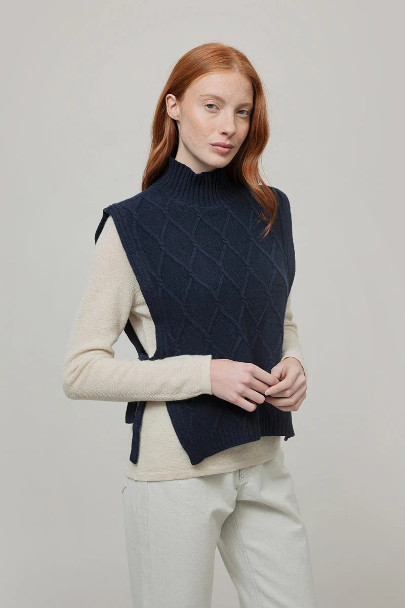 Gilet Collo Alto Lana Rigenerata Delia