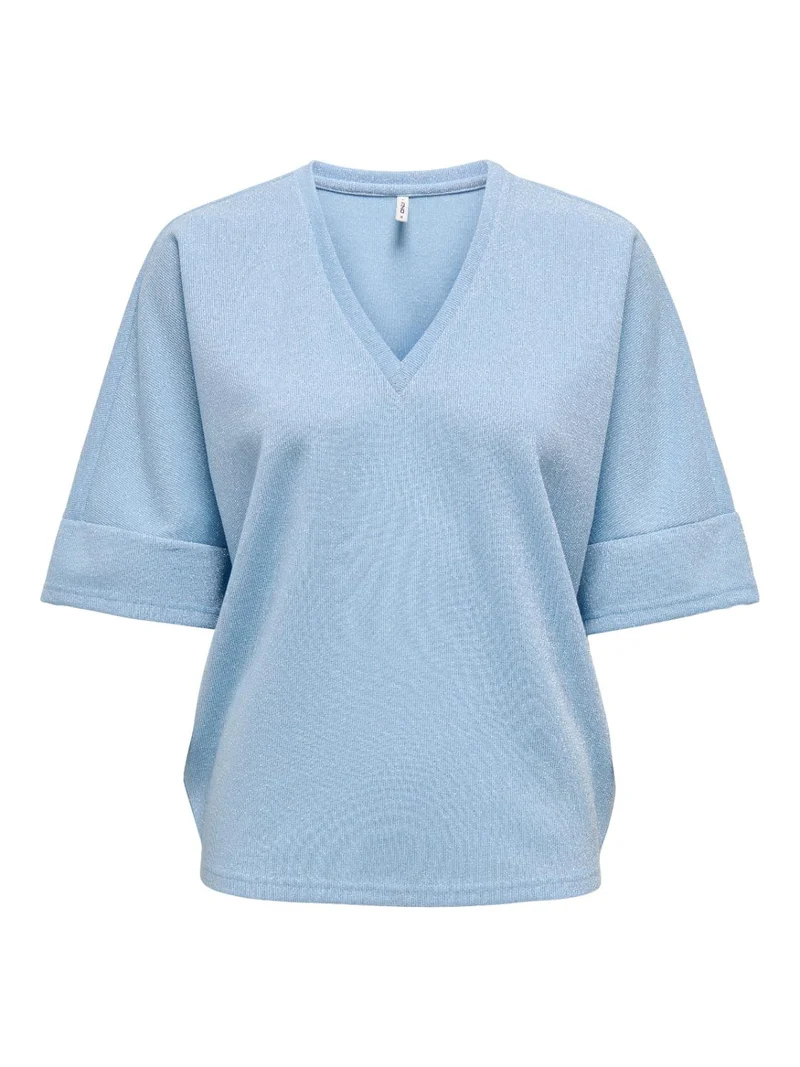 ONLIVY S/S GLITTER V-NECK TOP