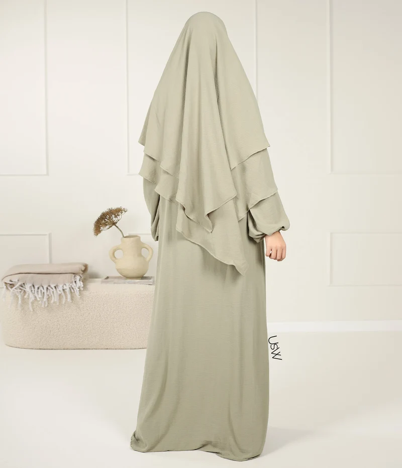 A-line Abaya Jazz (Option: Double D. Khimar) - Pistachio