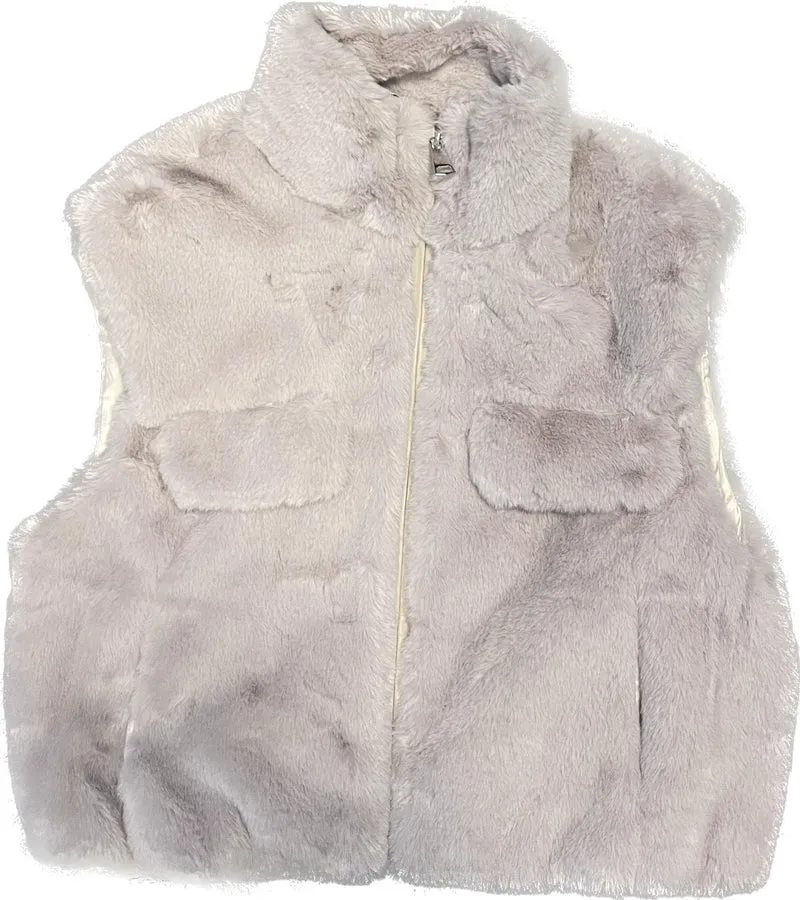 Gilet faux fur pockets ecru