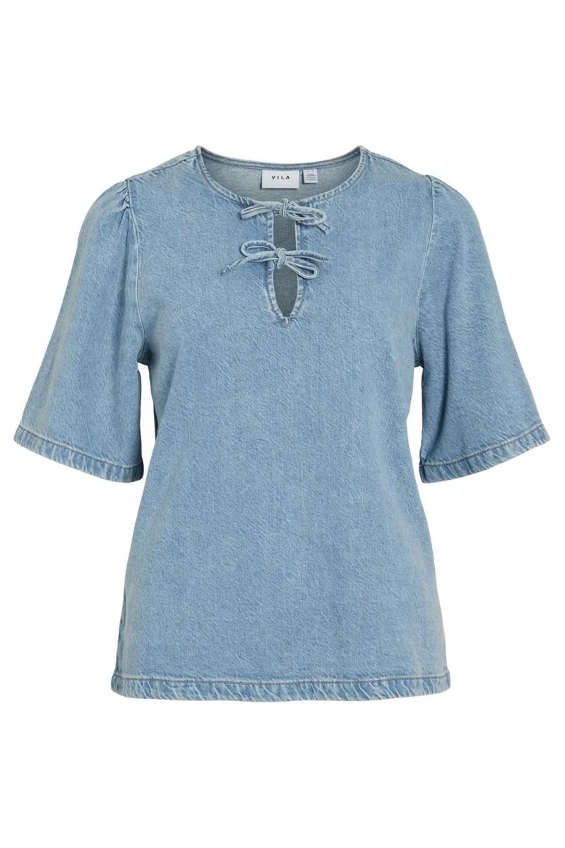 VIKIKI O-NECK 2/4 TIE DENIM T