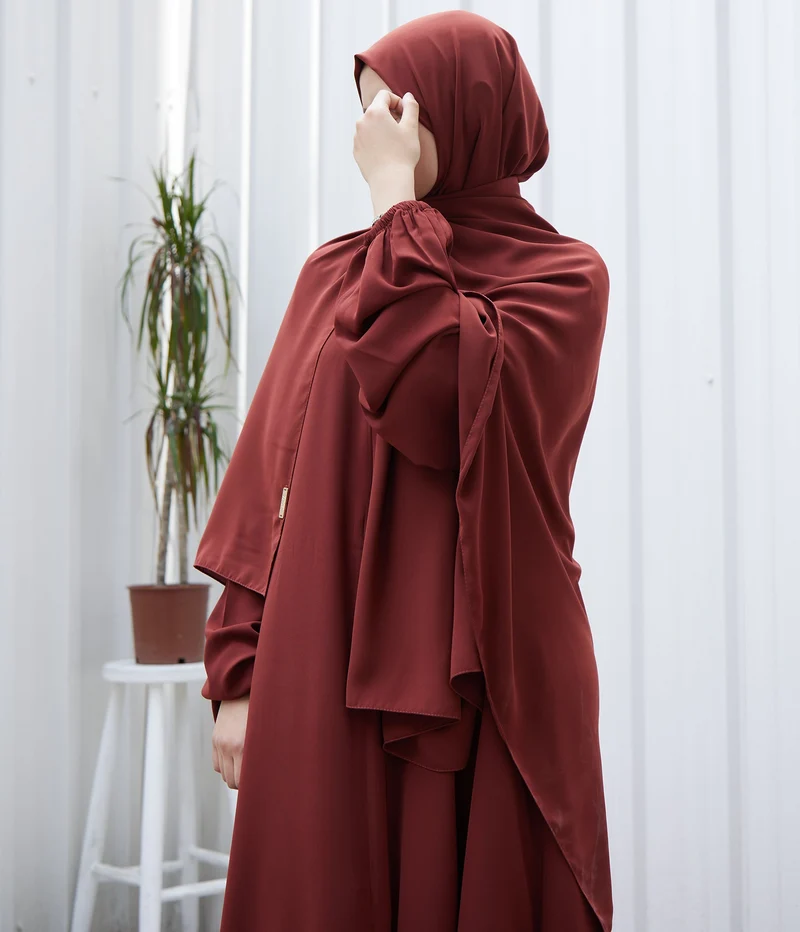 Pearl Puff Abaya SET UsW - Sangria