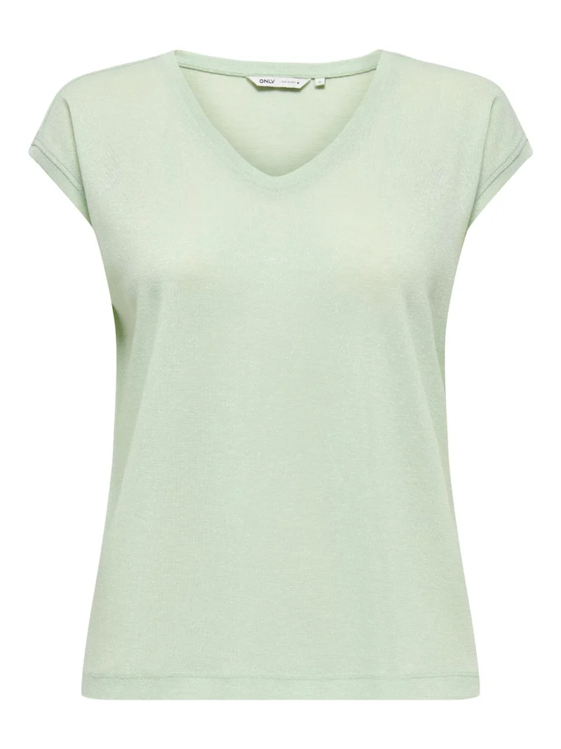 ONLSILVERY S/S V NECK LUREX T