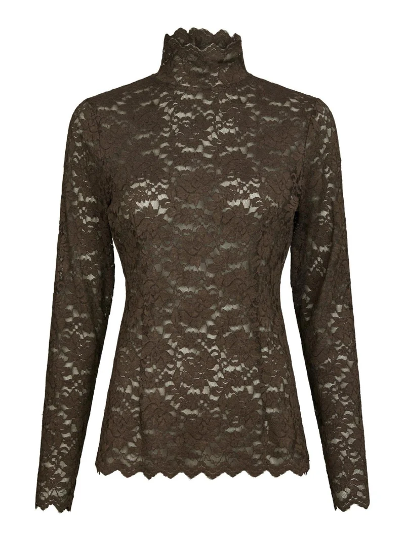 Liza lace blouse chocolate